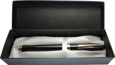 Maskey Brass Made with Gold Parts Glossy Metallic Black Classic Formal Designer Ball Pen(Ink Color - Blue)