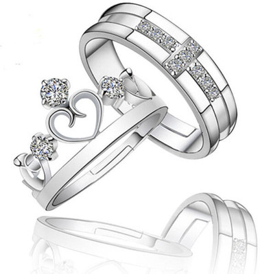Miami Stainless Steel Silver Plated Ring Set