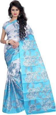 SVB Sarees Printed Bollywood Art Silk Saree(Blue)