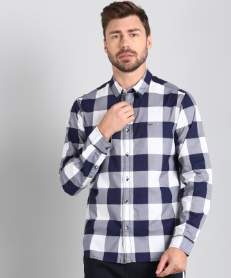 Pepe Jeans Men Checkered Casual White Blue Shirt