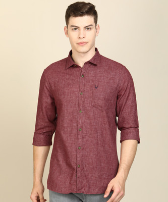 Allen Solly Men Self Design Casual Maroon Shirt