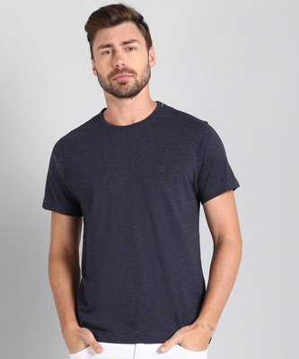 VAN HEUSEN Solid Men Round Neck Dark Blue T-Shirt