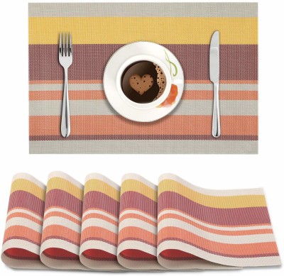 HOKiPO Rectangular Pack of 6 Table Placemat(Multicolor, PVC)
