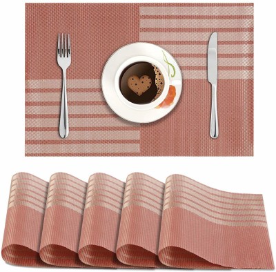HOKiPO Rectangular Pack of 6 Table Placemat(Red, PVC)