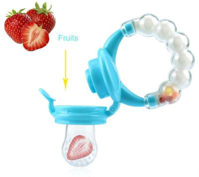 smilykid der Silicone Nipple Teething Toy with Rattle Handle Teether and Feeder(Pink)