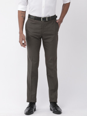 Raymond Slim Fit Men Brown Black Trousers