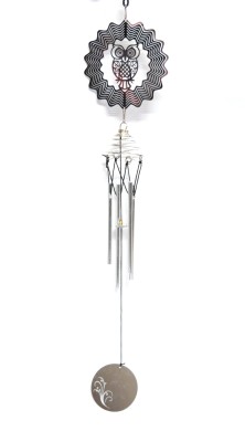 ONRR Collections Silver owl layered Windchime with a unique shadow effect best for gifting purposes Aluminium Windchime(20 inch, Silver)