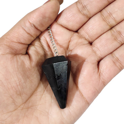 REIKI CRYSTAL PRODUCTS Black Tourmaline 6 Faceted Pendulum, Dowser Crystal Yantra(Pack of 1)