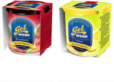 areon STRAWBERRY & LEMON Car Freshener Diffuser Gel Can(2 x 80 g)