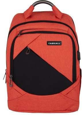 Carriall Minikin Orange Smart Laptop Backpack with charging port 29.66 L Laptop Backpack(Orange, Black)