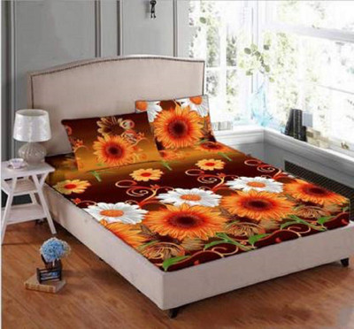 mahesh 140 TC Polycotton Double 3D Printed Flat Bedsheet(Pack of 1, Multicolor)