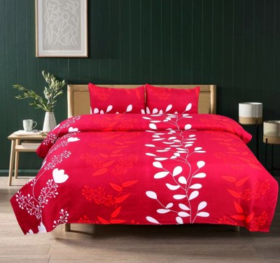 AMVY Creation 144 TC Polycotton Queen 3D Printed Flat Bedsheet(Pack of 1, Red)