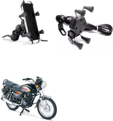 autofier Bike Multi Functional Mobile Holder with USB Charger_Max 4R Bike Mobile Holder(Black)