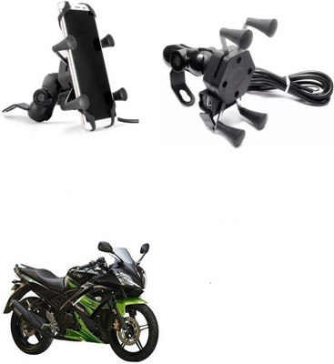 autofier Bike Multi Functional Mobile Holder with USB Charger_R15 Bike Mobile Holder(Black)