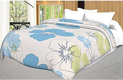 indicum Floral Single AC Blanket for  AC Room(Poly Cotton, Blue)