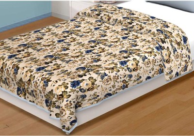 indicum Motifs, Printed, Checkered, Floral Single AC Blanket for  AC Room(Poly Cotton, Blue)