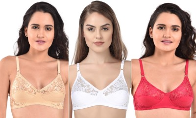 INNER TOUCH ANGEL TOUCH Women Full Coverage Non Padded Bra(Gold, White, Pink)