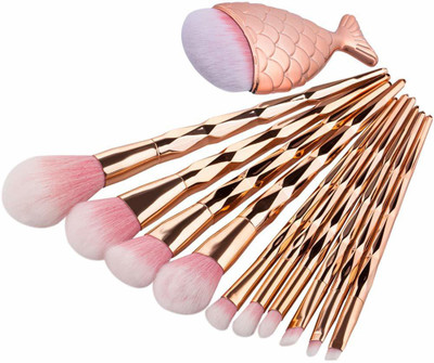 Sixplus 11 GOLD Make Up Brush Mermaid Tool Fishtail Set Makeups Sector(Pack of 11)