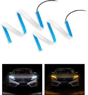 ACCESSOREEZ 60cm length LED Light Soft neon headlight design Article Lamp Daytime Car Fancy Lights with yellow indicator for cars Car Fancy Lights (White, Yellow) Car Fancy Lights(White, Yellow)