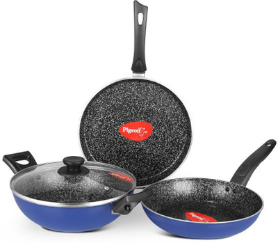 Pigeon Essentials Induction Bottom Non-Stick Coated Cookware Set(Aluminium, 4 - Piece)