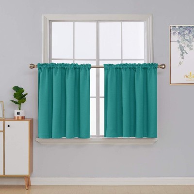 COMFY HOME 60.96 cm (2 ft) Silk Blackout Window Curtain (Pack Of 2)(Solid, Turquoise)