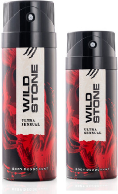 Wild Stone Ultra Sensual Deodorant - 150 and 225 ml Deodorant Spray  -  For Men(375 ml, Pack of 2)