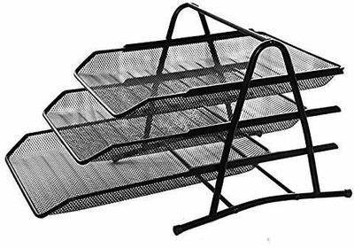 Gnexin 3 Compartments metal /Files/Papers/Letters/folders Holder Desk Organizer(Black)