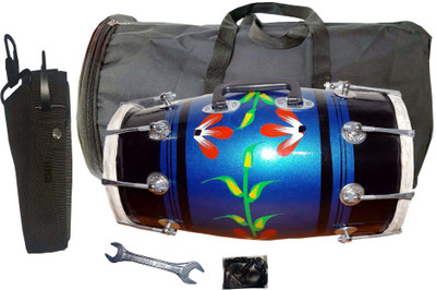 RAM musical Blue dholak flower with full tool kit Nut & Bolts Dholak(Multicolor)