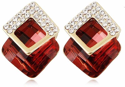 Divastri Crystal Elements Sparkling Emerald Stunning Stud Earrings For Women and Girls Crystal Alloy Stud Earring