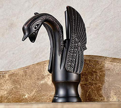 InArt Swan Shape Brass Basin Sink Faucet Bathroom Single Hole Basin Mixer/Hot & Cold Wash Basin Mixer/Basin Tap Black/Black Antique Bronze Swan Faucet Single Hole Basin Mixer/Hot & Cold Wash Basin Mixer/Basin Tap Black/Black Antique Bronze Swan Faucet Basin Mixer Faucet(Deck Mount Installation Type)