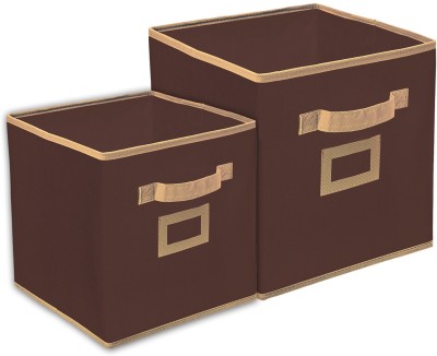 Billion Designer Non Woven 2 Pieces Small & Large Foldable Storage Organiser Cubes/Boxes (Coffee) - CTKTC35306 CTLTC035306(Coffee)