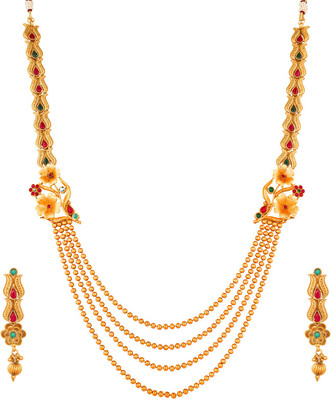 LUXOR Alloy Gold-plated Green, Red Jewellery Set(Pack of 1)