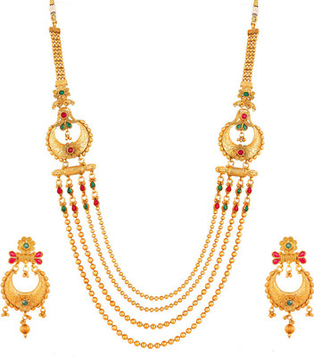 LUXOR Alloy Gold-plated Green Jewellery Set(Pack of 1)