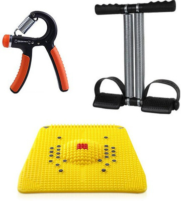 INSTAFIT Hand Grip, Double Spring Tummy Trimmer with Yellow mat Home Gym Exerciser Fitness Accessory Kit Kit
