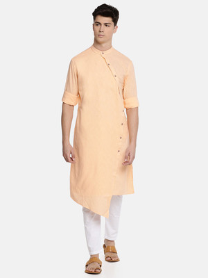 The Indian Garage Co. Men Solid Trail Cut Kurta(Green)