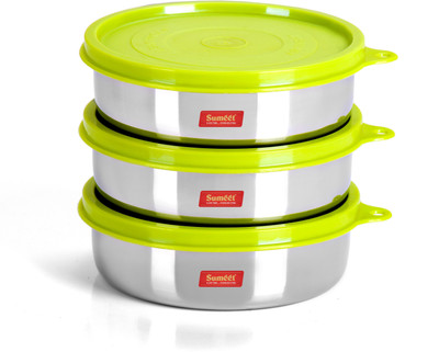 Sumeet Stainless Steel Airtight & Leak Proof Food Storage Containers Set of 3 Pc (Size - Small, Capacity - 300ml Each) 3 Containers Lunch Box(350 ml, Thermoware)