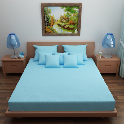 Glassiano Elastic Strap Single Size Breathable, Stretchable, Waterproof Mattress Cover(Blue)