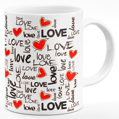ANDV Love And Heart Doodle Printed Tea & Coffee (M-AF0A200GCC) Ceramic Coffee Mug(350 ml)