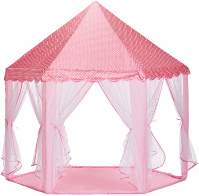 Prachiva Sales Premium Quality Light Weight Hut Type Kids Play Tent House, Play Zone, Play House, Play Castle for Indoor and Outdoor for 3 to 8 Years Age Group - Pink(Pink)