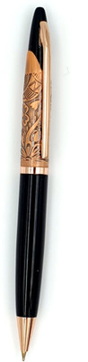 Epraiser Brass Made Glossy Black Body Finish with Abstract Design Copper Designer Roller Ball Pen(Ink Color - Blue)