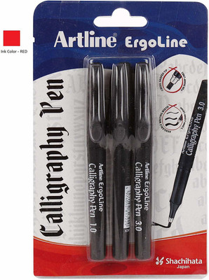 Artline Calligraphy Calligraphy(Pack of 3, Ink Color - Red)