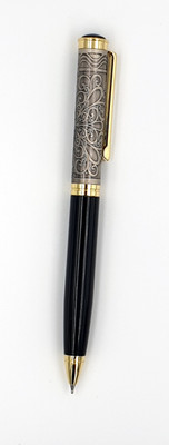Epraiser Brass Made Glossy Black Finish with Gold Parts Abstract Design Luxurious Antique Roller Ball Pen(Ink Color - Blue)