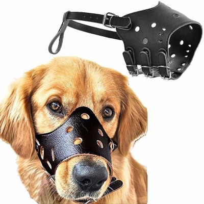Sage Square LEATHER: Made of fine quality leather, Soft Lightweight and Durable, Skin-friendly to dogs. Extra Large Other Dog Muzzle(Black)
