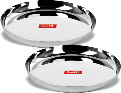 Sumeet Stainless Steel Apple Shape Heavy Gauge Dinner Plates with Mirror Finish 27cm Dia - Set of 2pc Dinner Plate(Pack of 2)