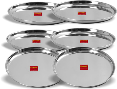 Sumeet Stainless Steel Heavy Gauge Dinner Plates with Mirror Finish 27.5cm Dia - Set of 6pc Dinner Plate(Pack of 6)
