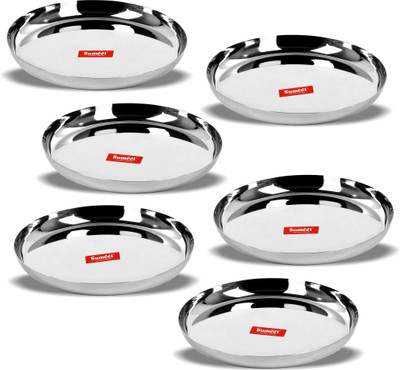 Sumeet Stainless Steel Apple Shape Heavy Gauge Dinner Plates with Mirror Finish 32.5cm Dia - Set of 6pc Dinner Plate(Pack of 6)