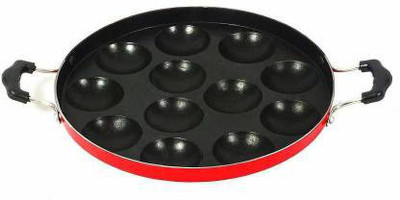 Sahas Non-Stick 12 Cavity Appam Patra/Paddu Maker/Paniyarakkal Side Handle with Lid NA Pan 22 cm diameter with Lid 12 L capacity(Aluminium, Non-stick)