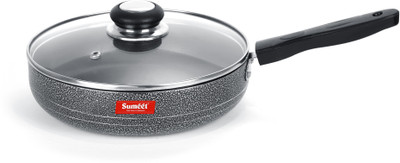 Sumeet Summet 2.6mm Non Stick Glasso Fry Pan With Glass Lid - 1.5 Ltr - 20cm Dia (Silver) Fry Pan 22 cm diameter with Lid(Aluminium, Non-stick)
