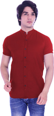 BASE 41 Men Solid Casual Red Shirt