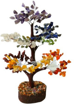 NITIXA 300 Chips 7 Chakra Healing Crystal Tree Decorative Showpiece  -  22 cm(Stone, Multicolor)